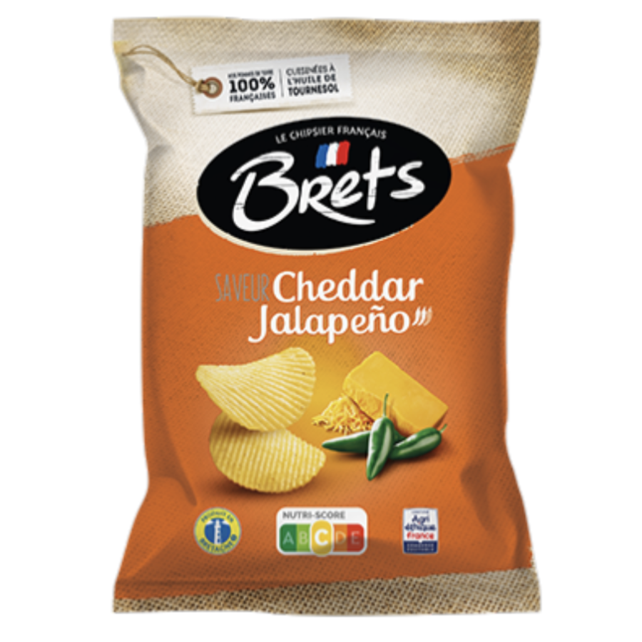 Cheddar and Jalapeño Wavy Potato Chips - Brets 125g