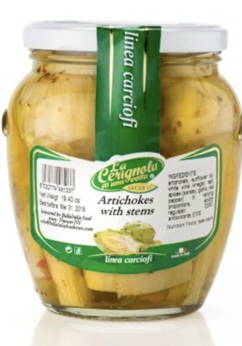 Artichauts romana marinés avec tiges - La Cerignola 580ml 