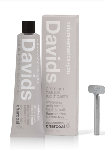 Dentifrice naturel charbon et menthe poivrée - Davids 149g 