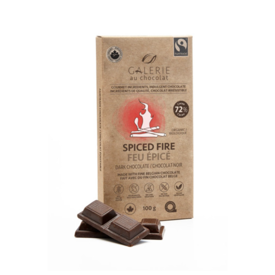 Dark chocolate bar “spicy fire” (organic) - Galerie au Chocolat 100g