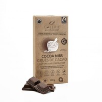 Tablette de chocolat noir 72% « Grués de cacao » (biologique) - Galerie au Chocolat 100g