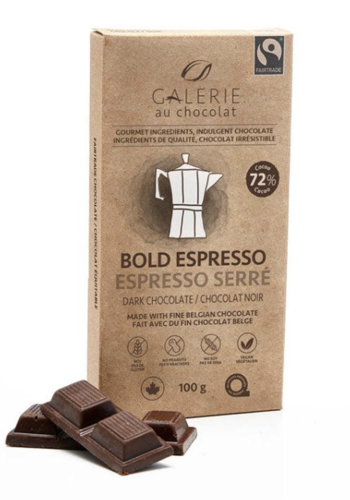 Tablette chocolat noir 72% « Espresso serré » (biologique) - Galerie au Chocolat 100g 