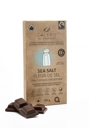 Tablette de chocolat noir 72% à la fleur de sel 72% (biologique) - Galerie au Chocolat 100g 