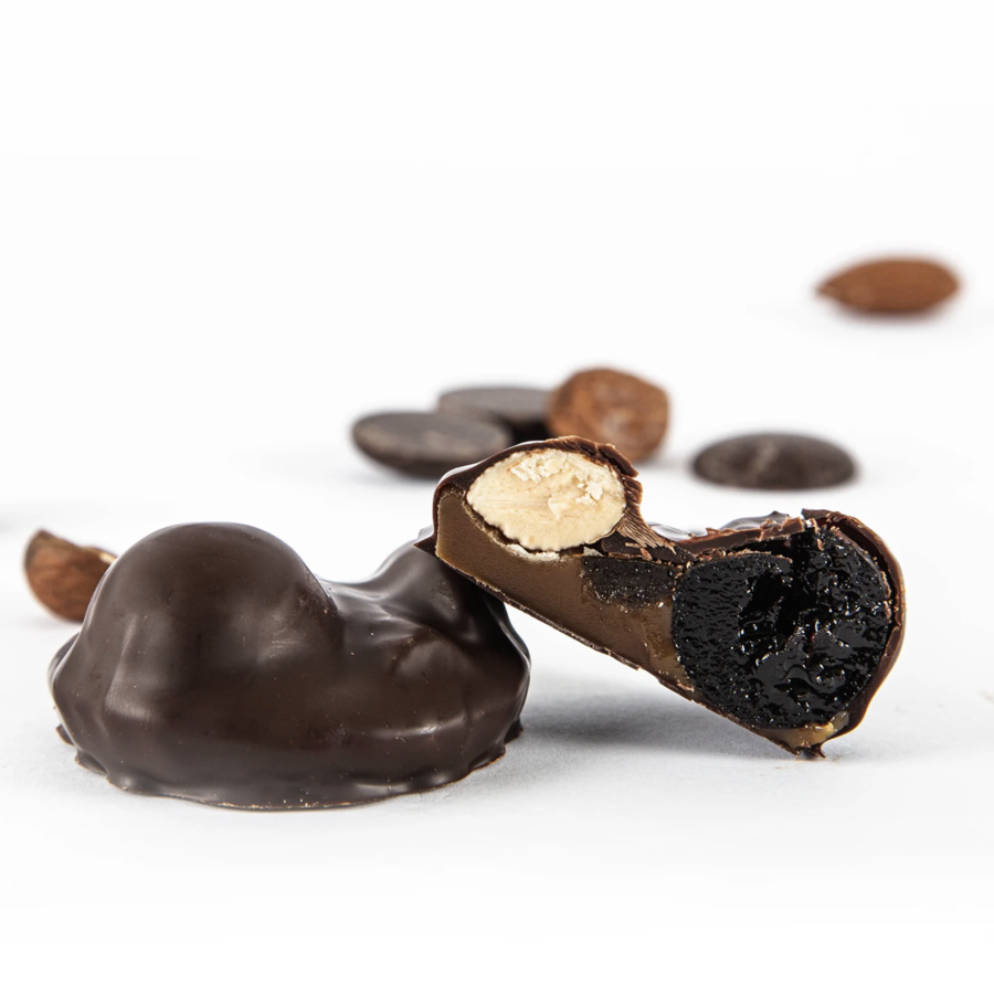 Chocolat Mendiants au caramel, amandes, cerises (2 morceaux) - Couleur chocolat 40g