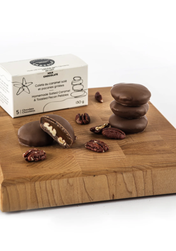 Galets au chocolat au lait, caramel salé et pacanes - Couleur chocolat 130g 