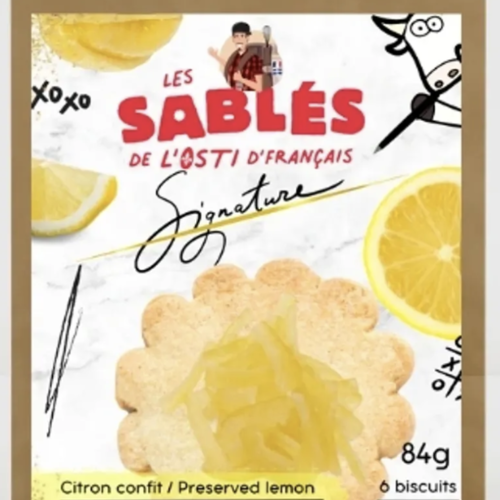 Biscuits pur beurre citron confit (6 biscuits) - Les Sablé de L'Osti D'Français 84g 