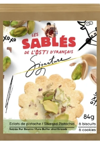 Pure butter biscuits with pistachio chips (6 biscuits) - Les Sablé de L'Osti D'Français 84g 