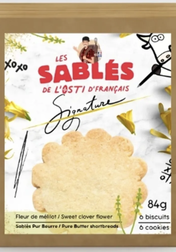 Pure butter biscuits with Quebec sweet clover flower (Boreal vanilla - 6 biscuits). - Les Sablé de L'Osti D'Français 84g 