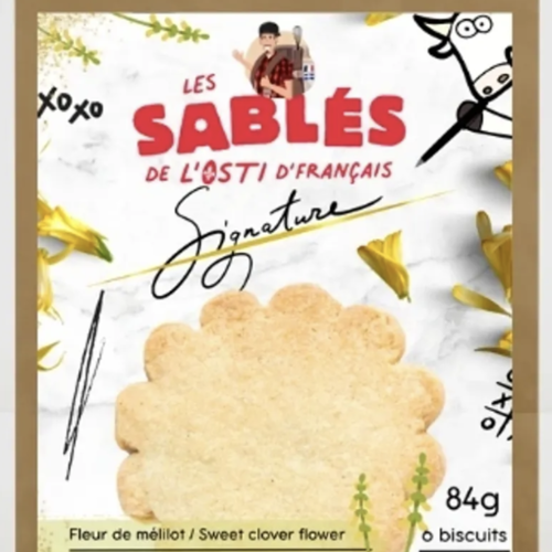 Biscuits pur beurre à la fleur de mélilot du Québec (Vanille boréale - 6 biscuits) - Les Sablé de L'Osti D'Français 84g 