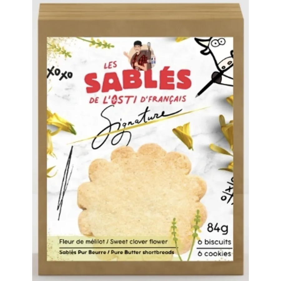 Biscuits pur beurre à la fleur de mélilot du Québec (Vanille boréale - 6 biscuits) - Les Sablé de L'Osti D'Français 84g
