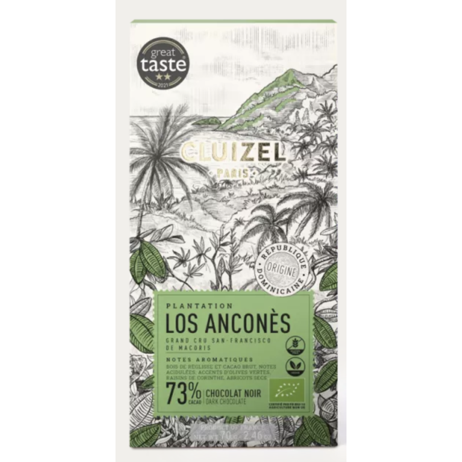 Tablette de chocolat noir « Plantation Los Anconès Noir » 73% - Cluizel 70g