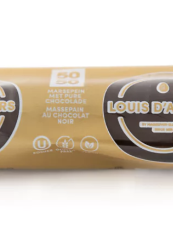 Marzipan log (almond paste) coated with chocolate - Louis d'Anvers 40g 
