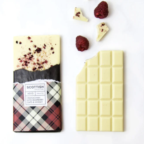 Cranachan White Chocolate with Raspberries, Whisky & Oats - Quirky Chocolate 100g 