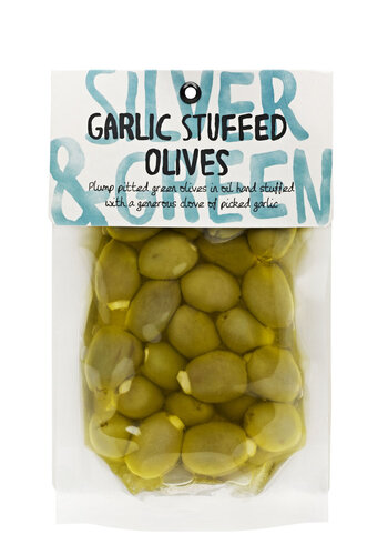 Garlic Stuffed Olives - Silver & Green 220g 
