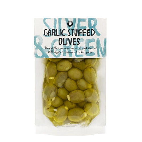 Garlic Stuffed Olives - Silver & Green 220g 
