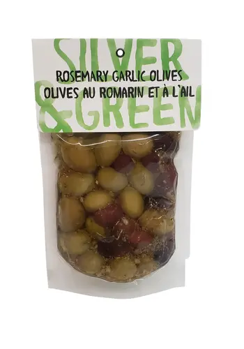 Olives au romarin et à l'ail - Silver & Green 220g 