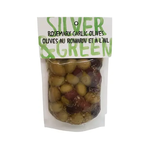 Olives au romarin et à l'ail - Silver & Green 220g 