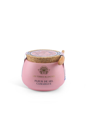 Camargue salt flower with wooden spoon - Les Terres Blanches 100g pink pot 
