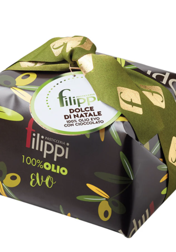 Panettone with 100% extra virgin olive oil and dark chocolate chips - Filippi 1kg 
