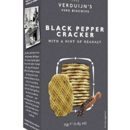 Craquelins style gaufrettes au poivre noir et au sel de mer - Verdujn's Fine Biscuit 75g 