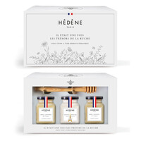 Coffret cocooning : miels de lavande et tilleul, bougie miellée et cuillère de miel - Hédène 320g