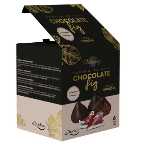 Bonbons de chocolat noir et figues au jambon ibérique - Villacruz 75g 