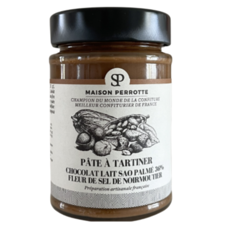 Pâte à tartiner au chocolat au lait Sao Palmé 36% Fleur de sel de Noirmoutier - Maison Perrotte 250g 