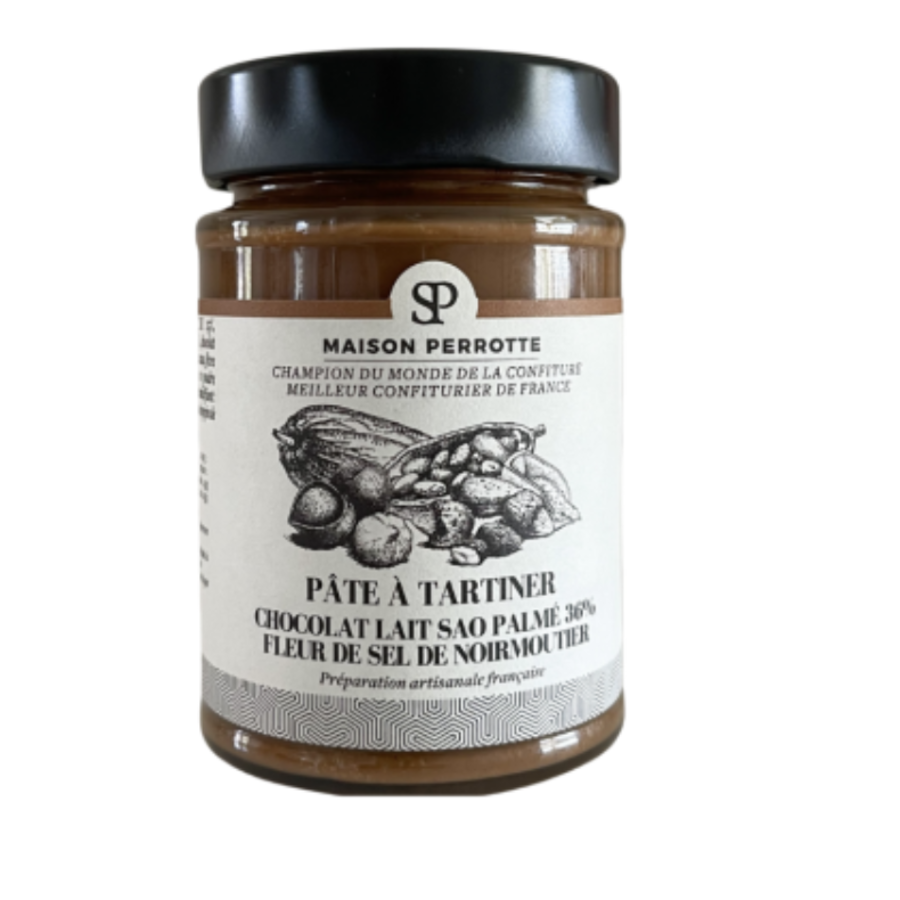 Pâte à tartiner au chocolat au lait Sao Palmé 36% Fleur de sel de Noirmoutier - Maison Perrotte 250g
