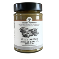 Pâte à tartiner au chocolat blanc 35% et pistaches - Maison Perrotte 250g