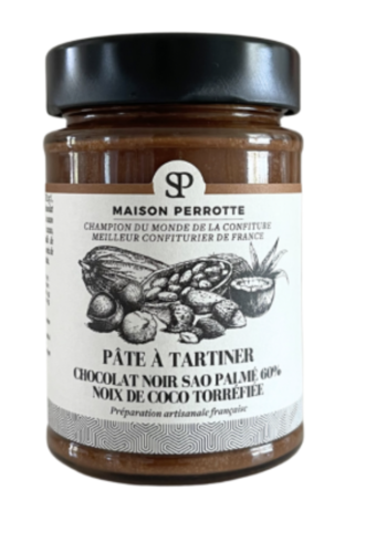 Sao palmé dark chocolate spread 60% roasted coconut - Maison Perrotte 210g 