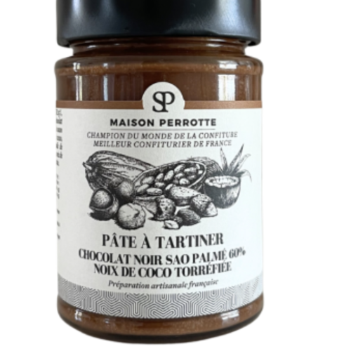 Pâte à tartiner au chocolat noir Sao Palmé 60% et noix de coco torréfiée - Maison Perrotte 210g 
