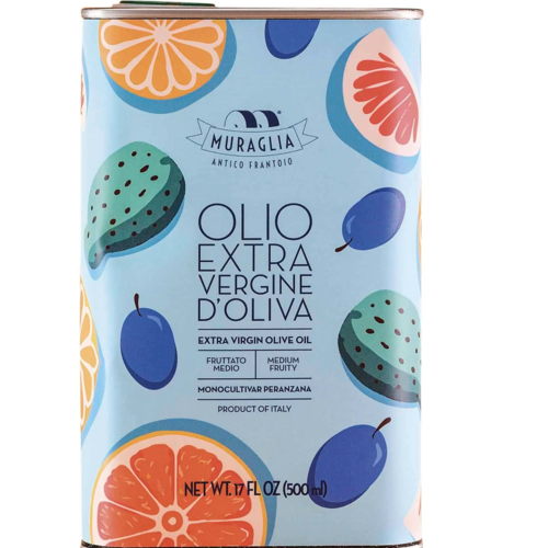 Huile d'olive extra vierge Peranzana (Canettes de fruits méditerranéenne - bleu) - Muraglia 500ml 
