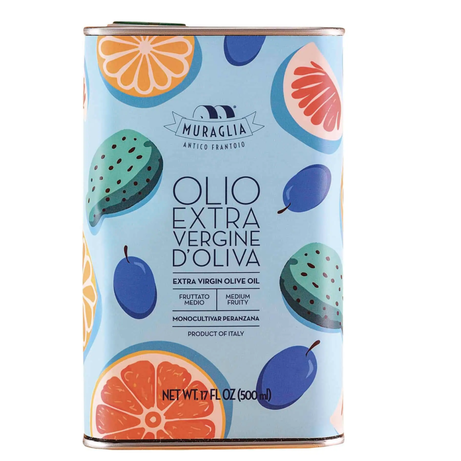 Huile d'olive extra vierge Peranzana (Canettes de fruits méditerranéenne - bleu) - Muraglia 500ml