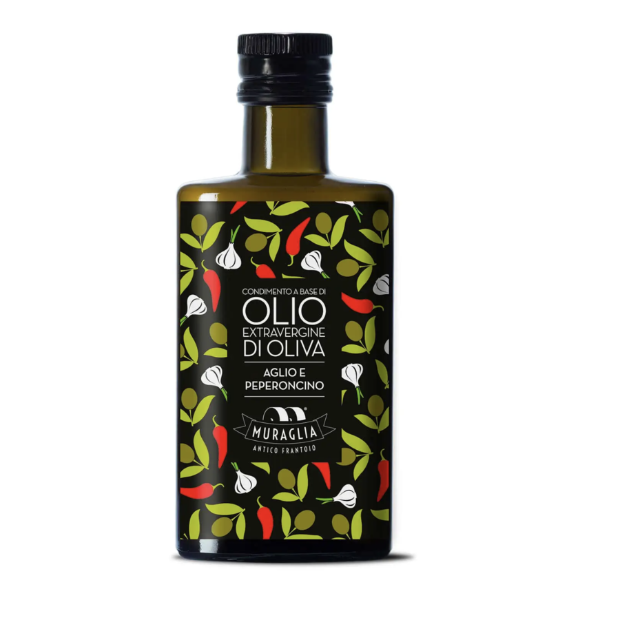 Extra virgin olive oil flavored with garlic and chilli pepper - Muraglia 200ml