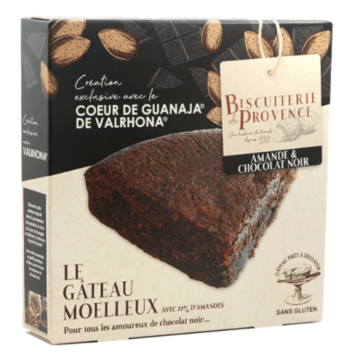 Gâteau moelleux amande & chocolat noir Cœur de Valrhona (Amandier du Ventoux) - Biscuiterie de Provence 225g 
