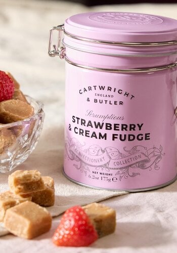 Strawberry & Clotted Cream Fudge in Tin - Cartwright & Butler 175g 