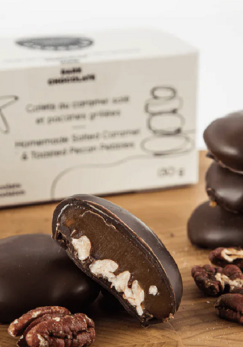 Galet au chocolat au lait, caramel salé et pacanes - Couleur chocolat 130g 