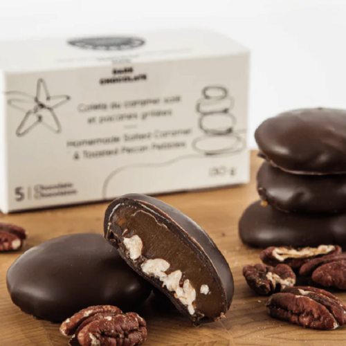 Galets au chocolat au lait, caramel salé et pacanes - Couleur chocolat - Couleur Chocolat 130g 
