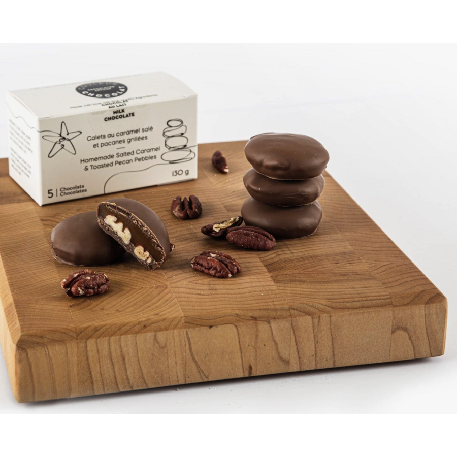 Galets au caramel salé et pacanes grillées noir - Couleur Chocolat 130g