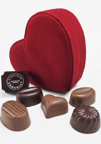 Velvet box filled with chocolate (6 pieces) - Couleur Chocolat 60g 