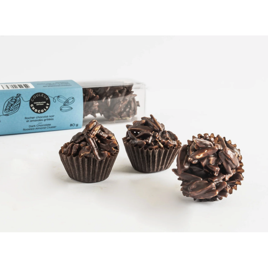 Rocher chocolat noir et amandes - Couleur Chocolat 80g