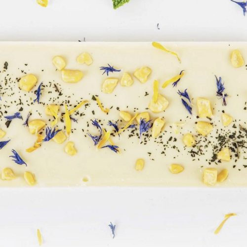 Tablette chocolat blanc, passion et menthe sauvage  - Couleur Chocolat 90g 