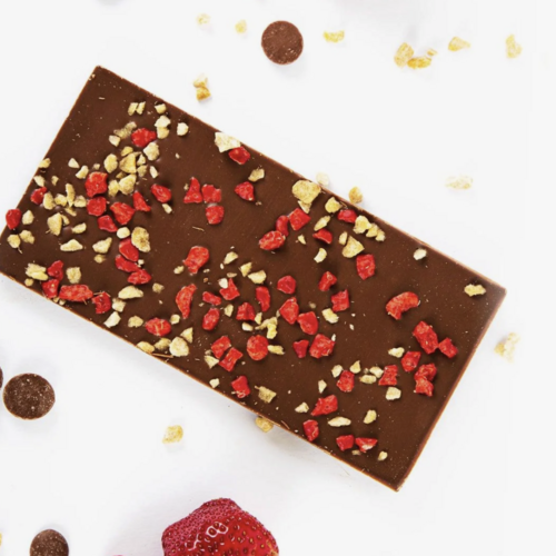 Dark chocolate bar with strawberries and maple sugar - Couleur Chocolat 90g 