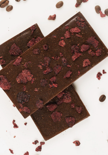 Tablette chocolat noir framboises et café- Couleur Chocolat 90g 