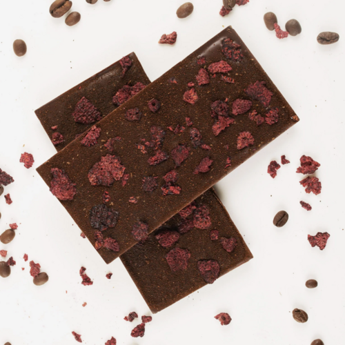 Tablette chocolat noir framboises et café- Couleur Chocolat 90g 