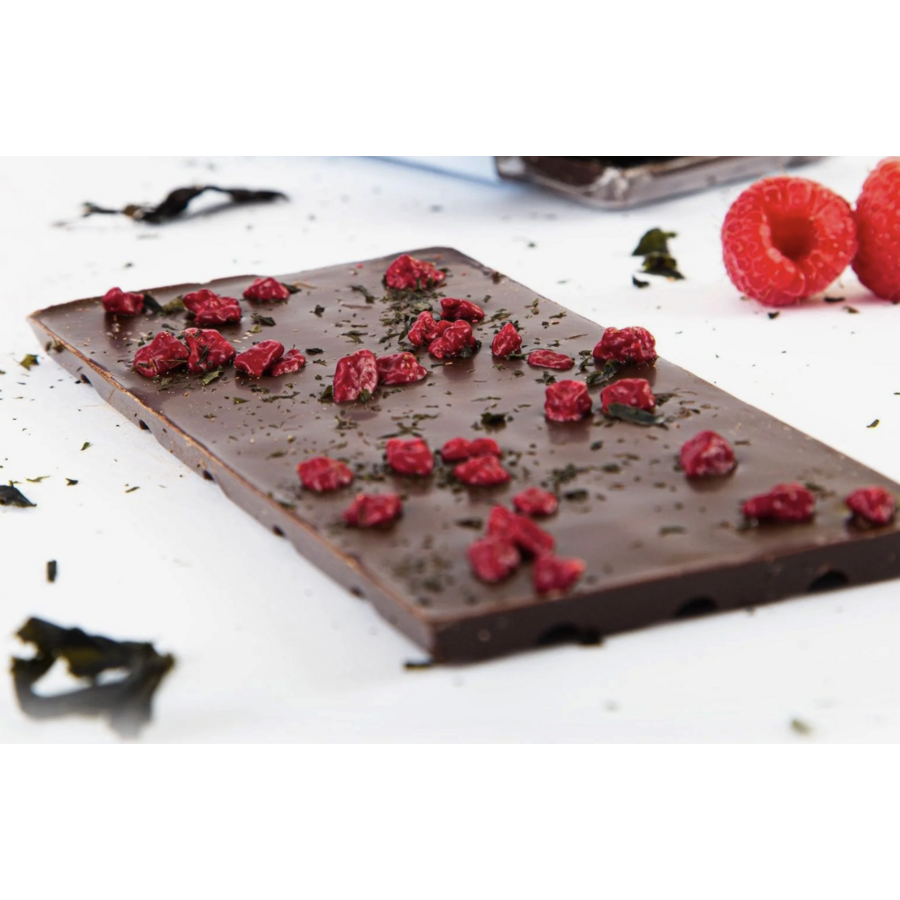 Tablette chocolat noir, framboise et algues nori - Couleur Chocolat 75g