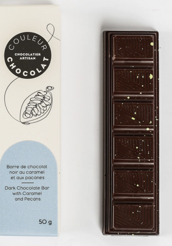 Dark chocolate bar with salted caramel and toasted pecans - Couleur Chocolat 50g 