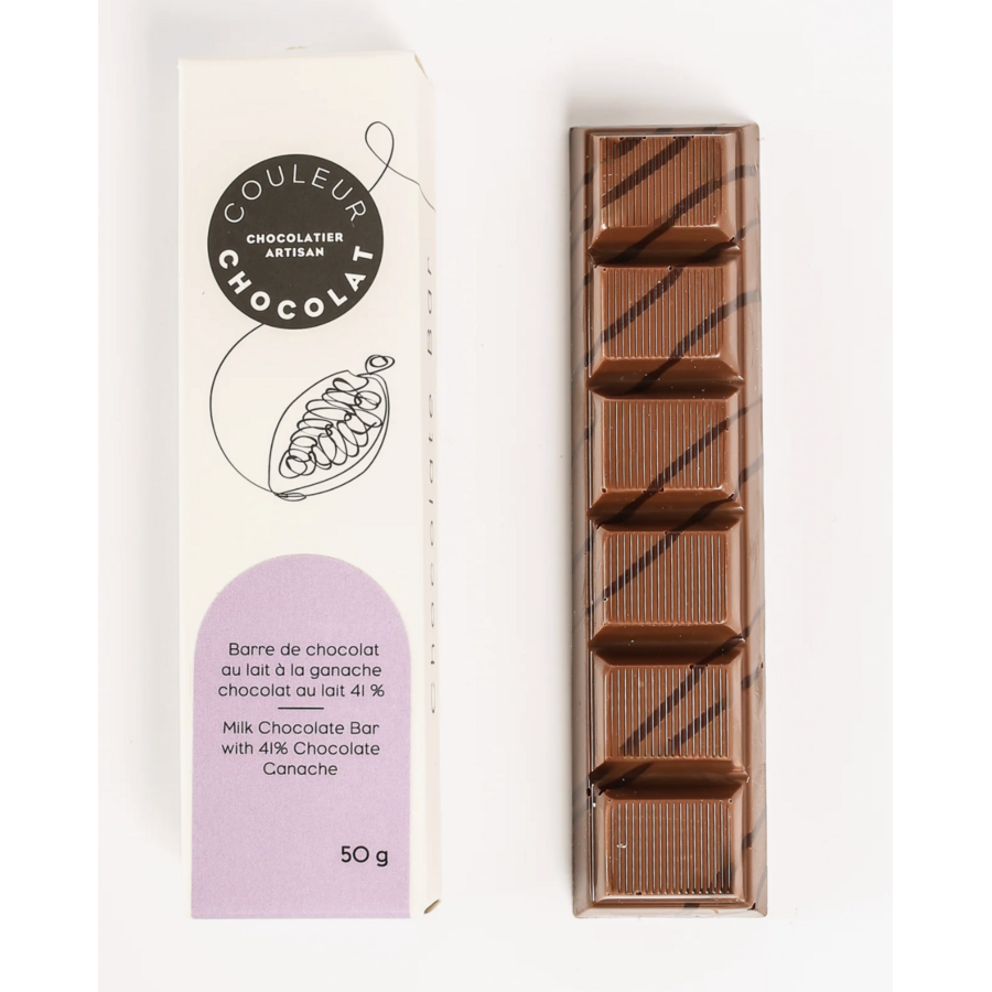 Barre au chocolat au lait (Alunga 41%) - Couleur Chocolat 50g