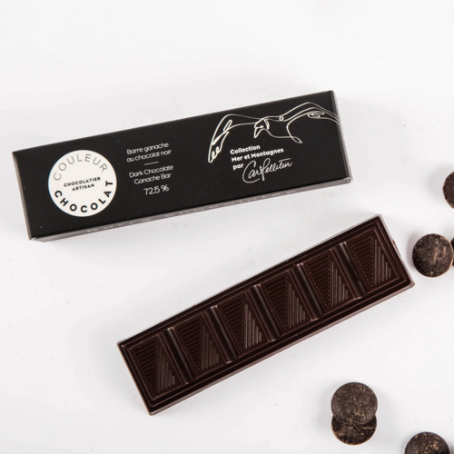 Dark chocolate ganache bar (72.5% cocoa) (Sea and Mountain) - Couleur Chocolat 50g 