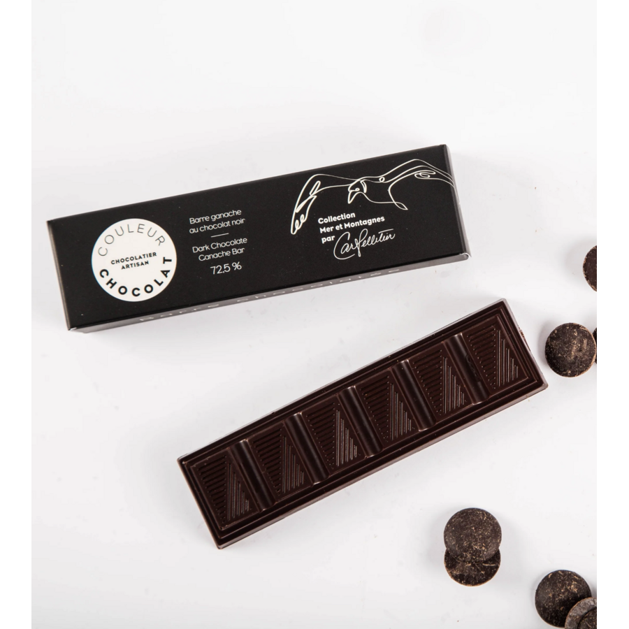 Barre ganache au chocolat noir 72.5% (Mer et Montagne) - Couleur Chocolat 50g